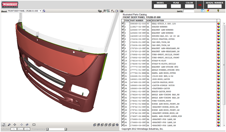 winnebago 3d spare parts catalog sample